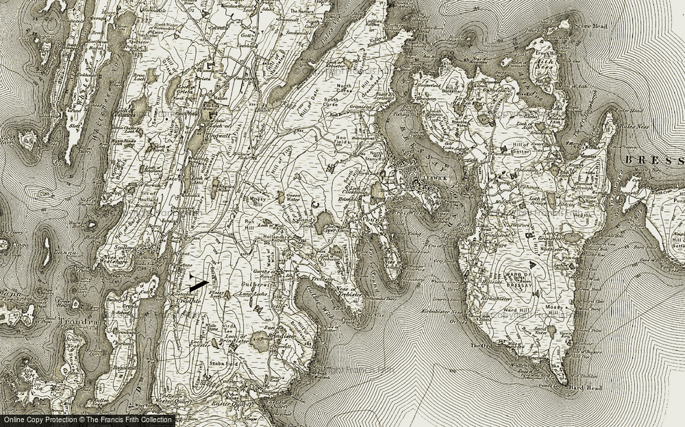 Old Map of Historic Map covering Wick in 1911-1912