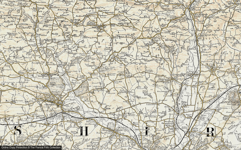 Old Map of Historic Map covering West Raddon in 1899-1900