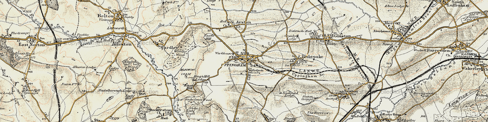 Old map of Uppingham in 1901-1903