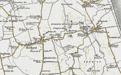 Old map of Beeford Grange in 1903-1904