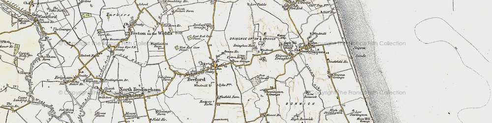 Old map of Beeford Grange in 1903-1904
