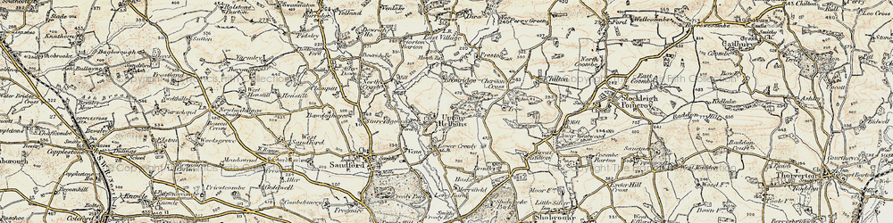 Old map of Upton Hellions in 1899-1900