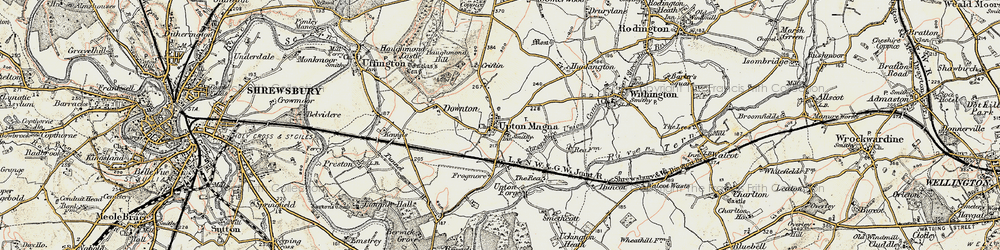 Old map of Upton Magna in 1902