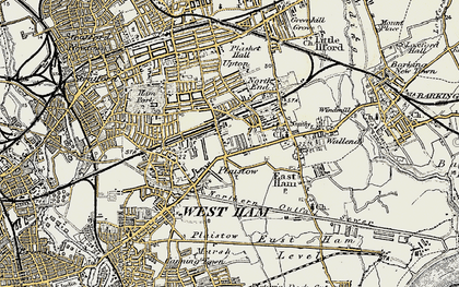 Old map of Upton Park in 1897-1902
