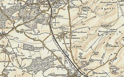 Old map of Upton Scudamore in 1898-1899