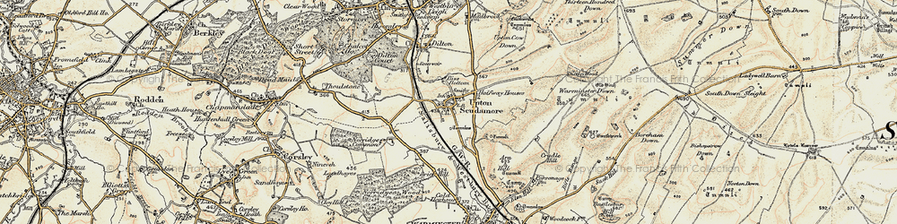 Old map of Upton Scudamore in 1898-1899