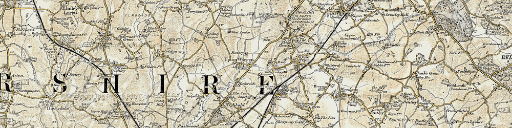 Old map of Upton Warren in 1901-1902