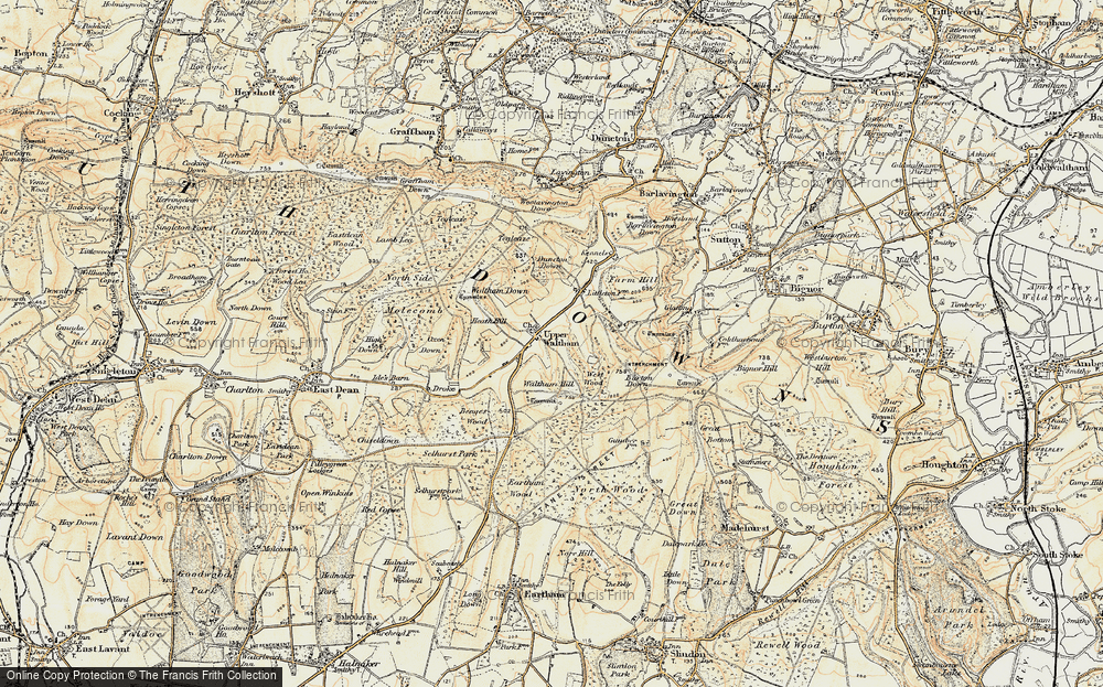Old Map of Historic Map covering Burton Down in 1897-1899