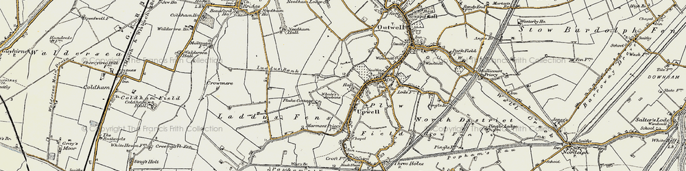 Old map of Upwell in 1901-1902
