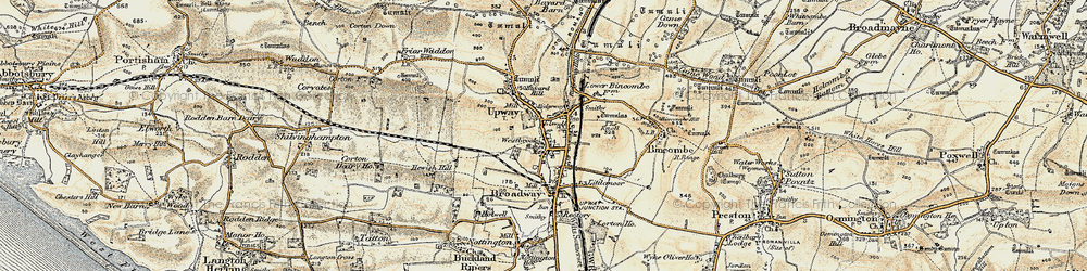 Old map of Upwey in 1899