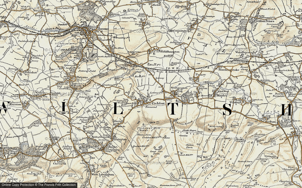 Old Map of Urchfont, 1898-1899 in 1898-1899