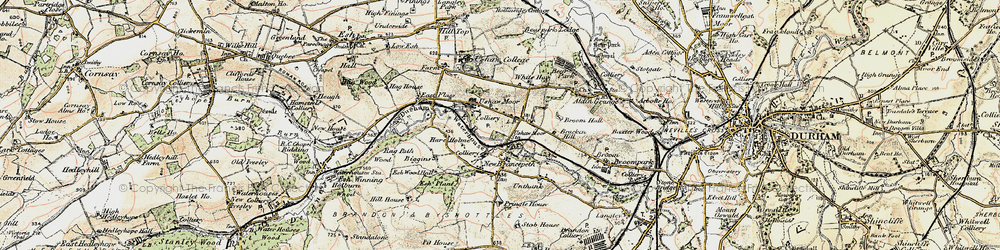Old map of Ushaw Moor in 1901-1904