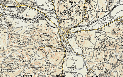 Old map of Usk in 1899-1900