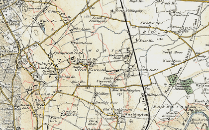 Old map of Usworth in 1901-1904