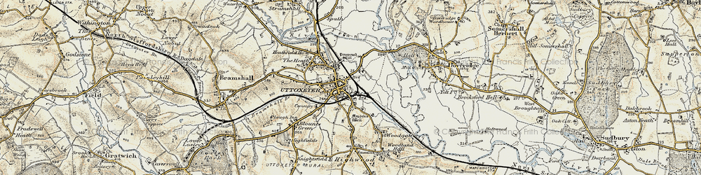 Old map of Uttoxeter in 1902