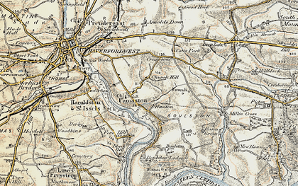 Old map of Uzmaston in 1901-1912