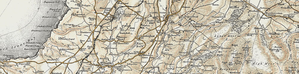 Old map of Valley Truckle in 1900