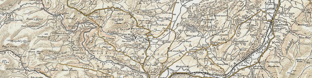 Old map of Bryn y Fan in 1902-1903