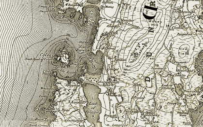 Old map of Bay of Scousburgh in 1911-1912