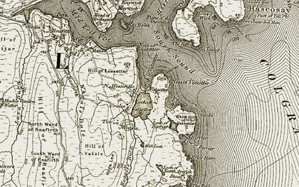 Old map of Wick of Vatsetter in 1912