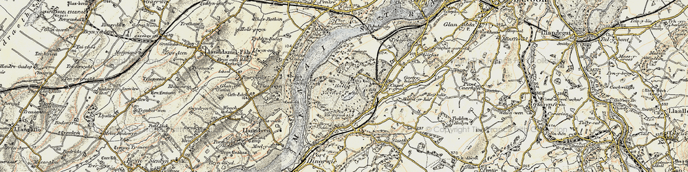 Old map of Vaynol Hall in 1903-1910