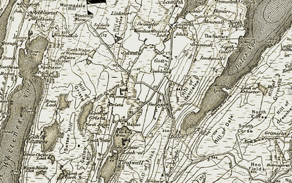 Old map of Veensgarth in 1911-1912