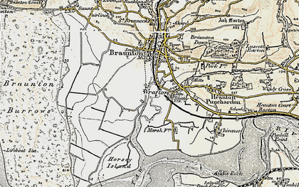 Old map of Braunton Marsh in 1900