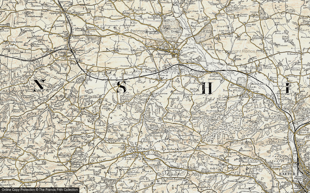 Old Map of Historic Map covering Blackalder Wood in 1899-1900