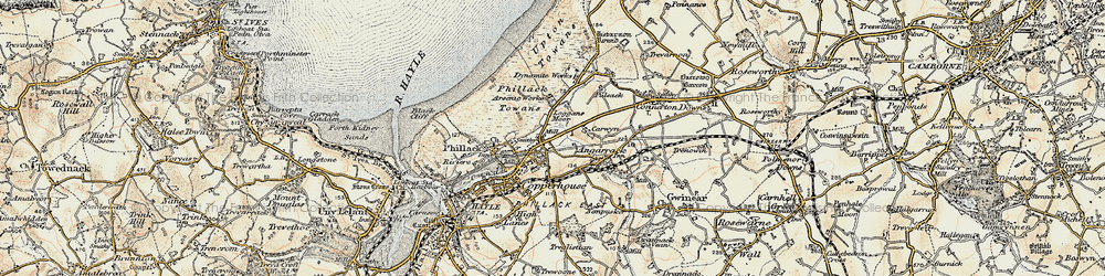 Old map of Upton Towans in 1900