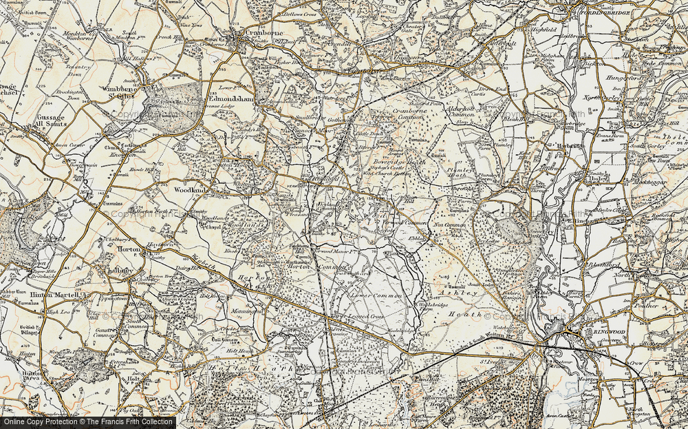 Old Map of Historic Map covering Boveridge Heath in 1897-1909