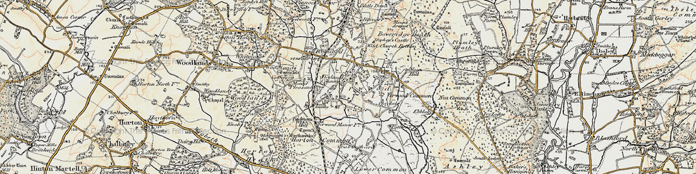 Old map of Boveridge Heath in 1897-1909