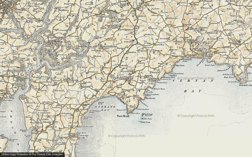 Old Map of Veryan, 1900 in 1900