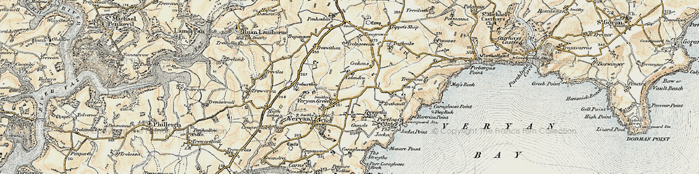 Old map of Veryan Green in 1900