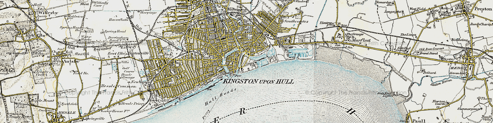 Old map of Hull Roads in 1903-1908