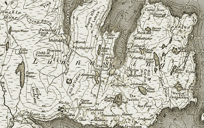 Old map of Burn of Tronister in 1911-1912