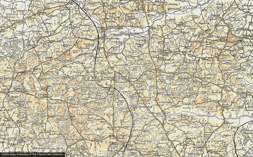 Old Map of Historic Map covering Battle Wood in 1898
