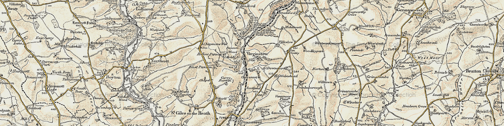 Old map of Virginstow in 1900