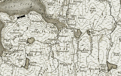 Old map of Voe in 1911-1912