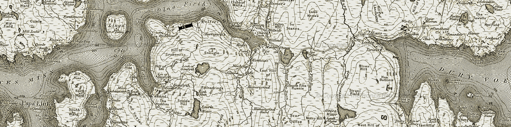 Old map of Voe in 1911-1912
