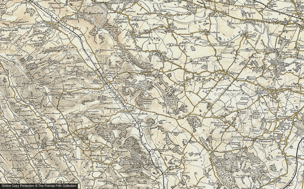 Old Map of Historic Map covering Barrett's Hill Wood in 1900-1901