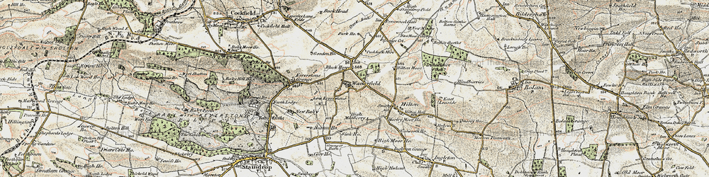 Old map of Wackerfield in 1903-1904