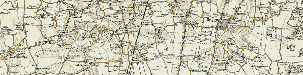 Old map of Wacton in 1901-1902