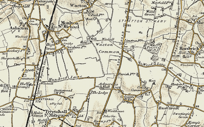 Old map of Wacton Common in 1901-1902