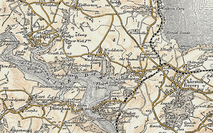 Old map of Waddeton in 1899