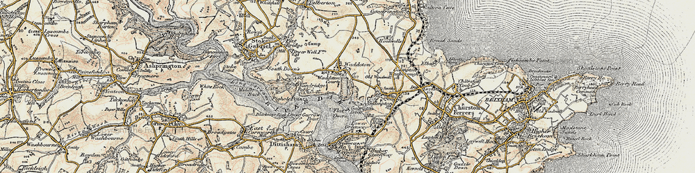 Old map of Waddeton in 1899