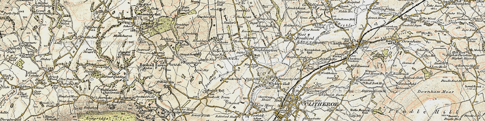 Old map of Bashall Brook in 1903-1904