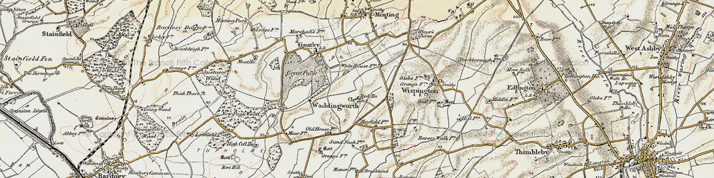 Old map of Waddingworth in 1902-1903