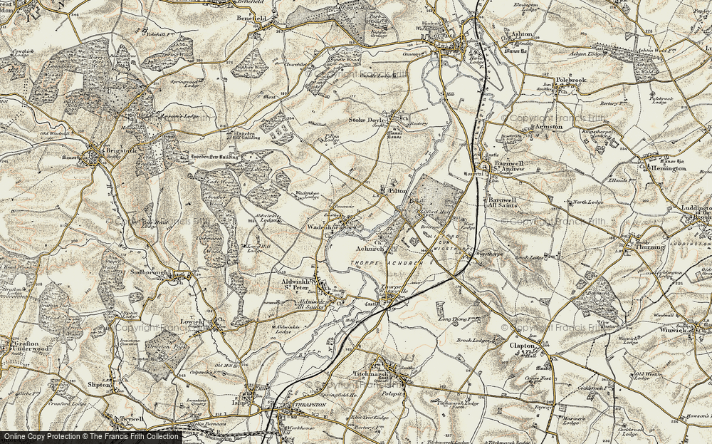 Old Map of Historic Map covering Aldwincle Lodge in 1901-1902