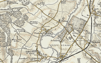 Old map of Aldwincle Lodge in 1901-1902