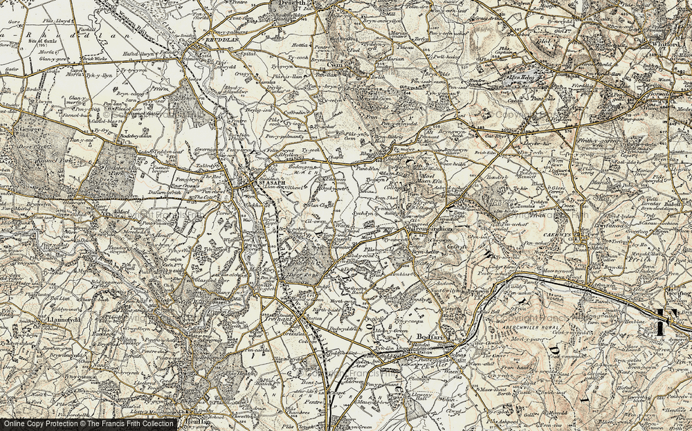Old Map of Historic Map covering Wern Ddu in 1902-1903